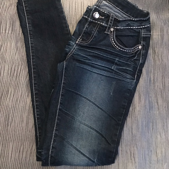 Bebe Embellished Dark Denim Jeans - Picture 2 of 6